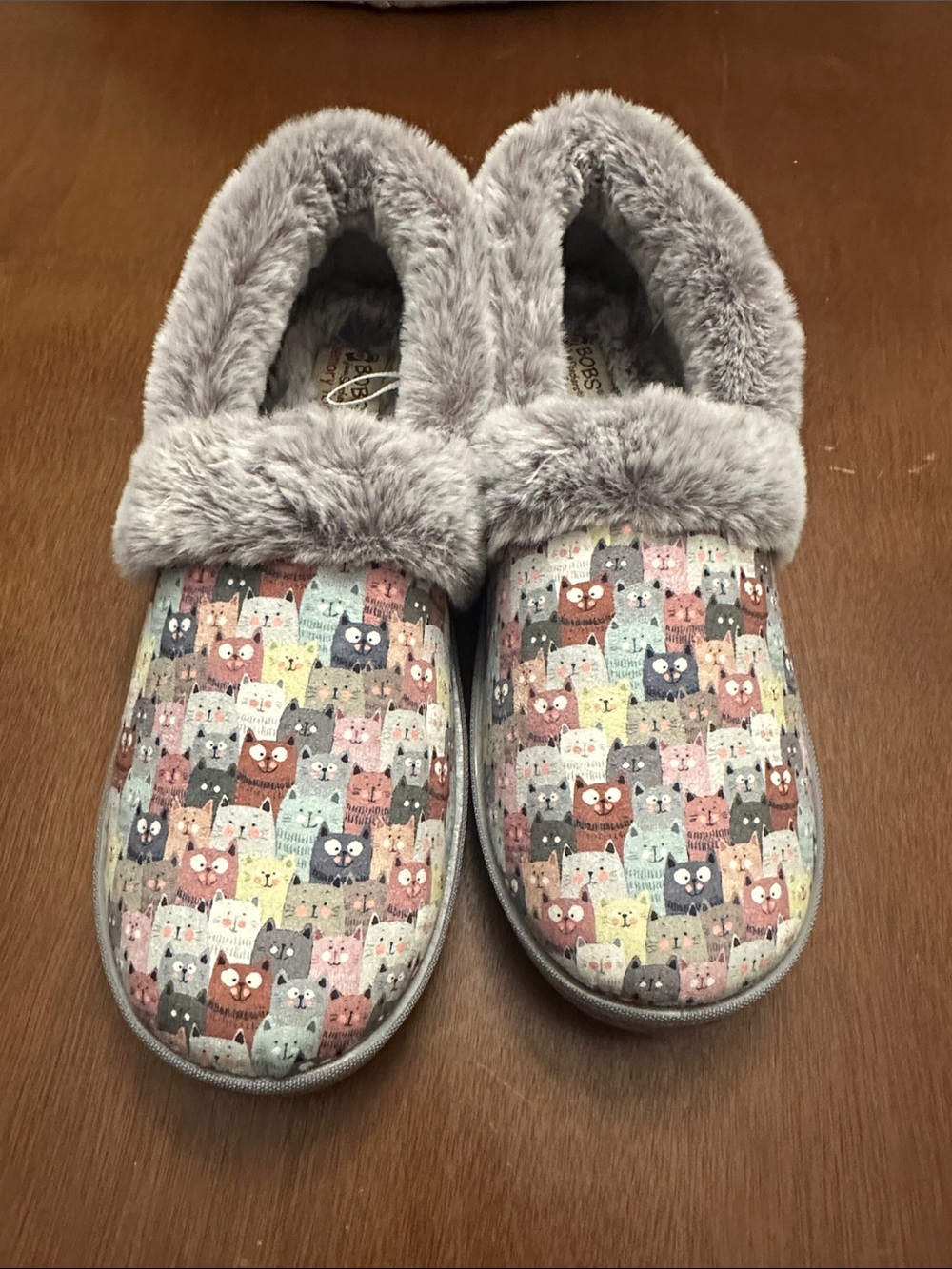 BOBS Skechers Too Cozy Kiss Cozy Cat Slipper Beige Multi Size 9